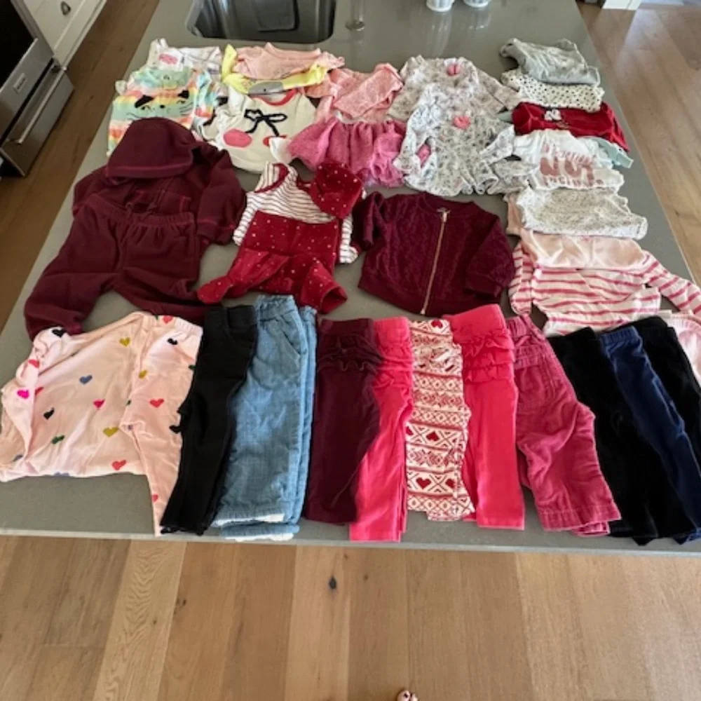 Baby Girl Large Clothing 3-6M Bundle of 36 Items Pants Shirts -some never worn